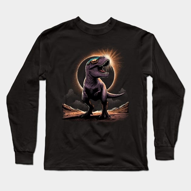 Solar Eclipse Rex: A Dino's View of the Cosmos Long Sleeve T-Shirt by GoshWow 